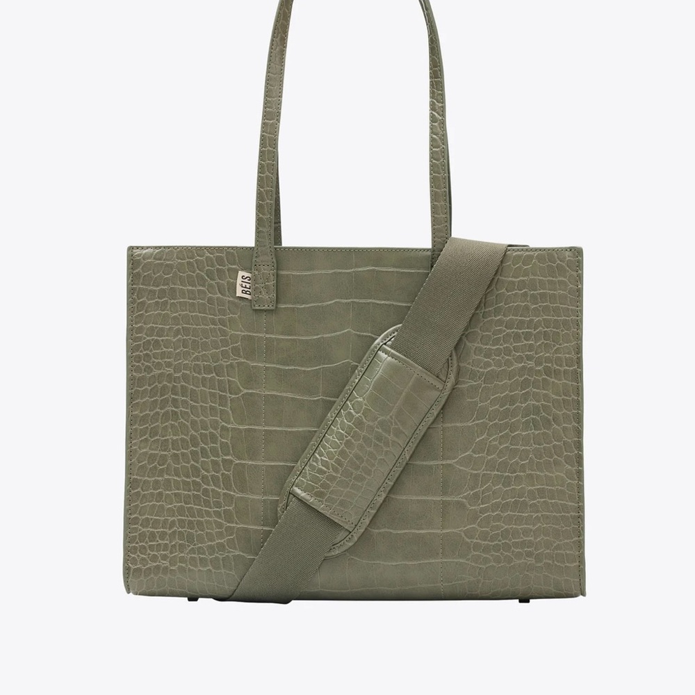 Bri’s Work Tote in Olive Croc